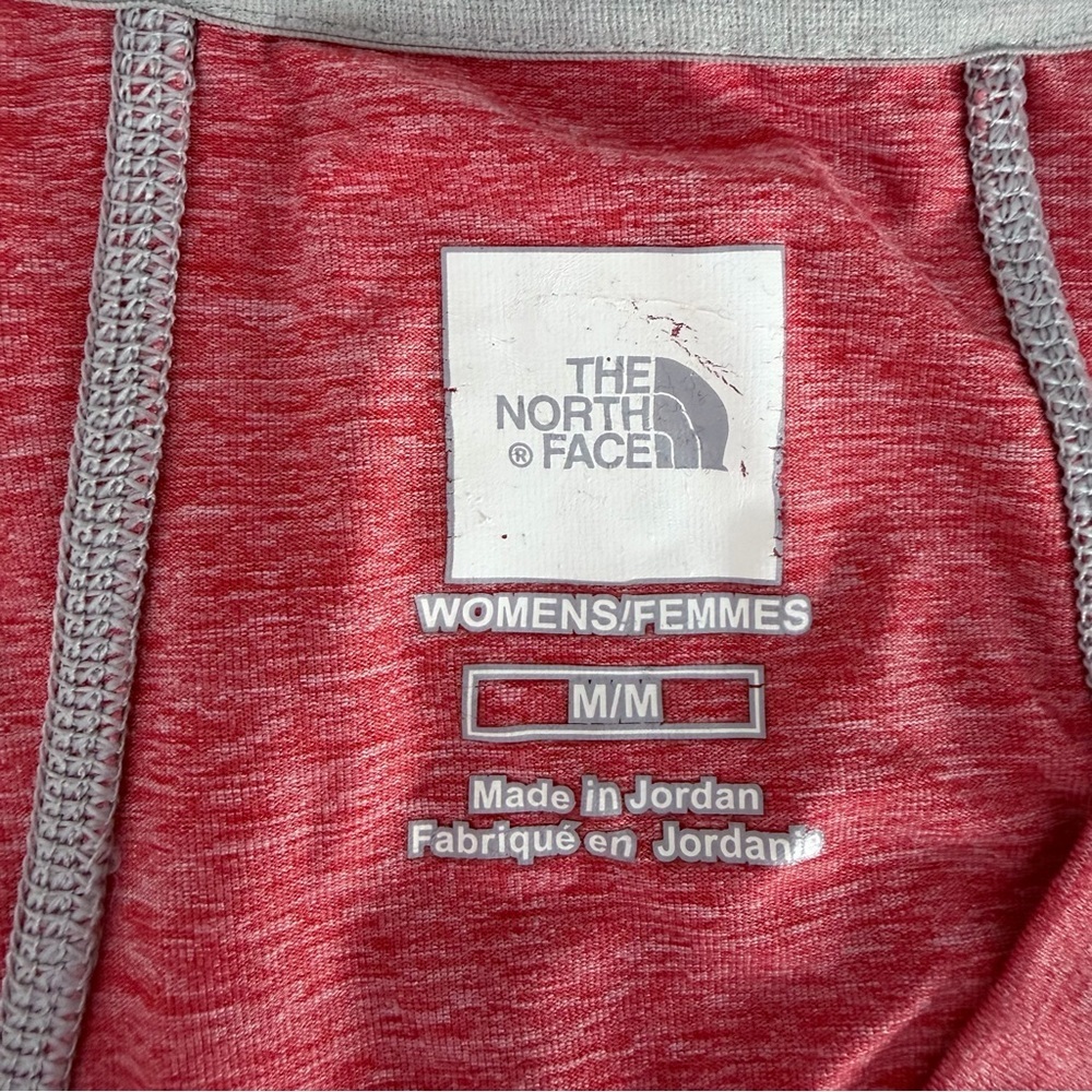 THE NORTH FACE Heathered Coral Pink Athletic V-Neck Activewear T-Shirt m - Picture 7 of 11